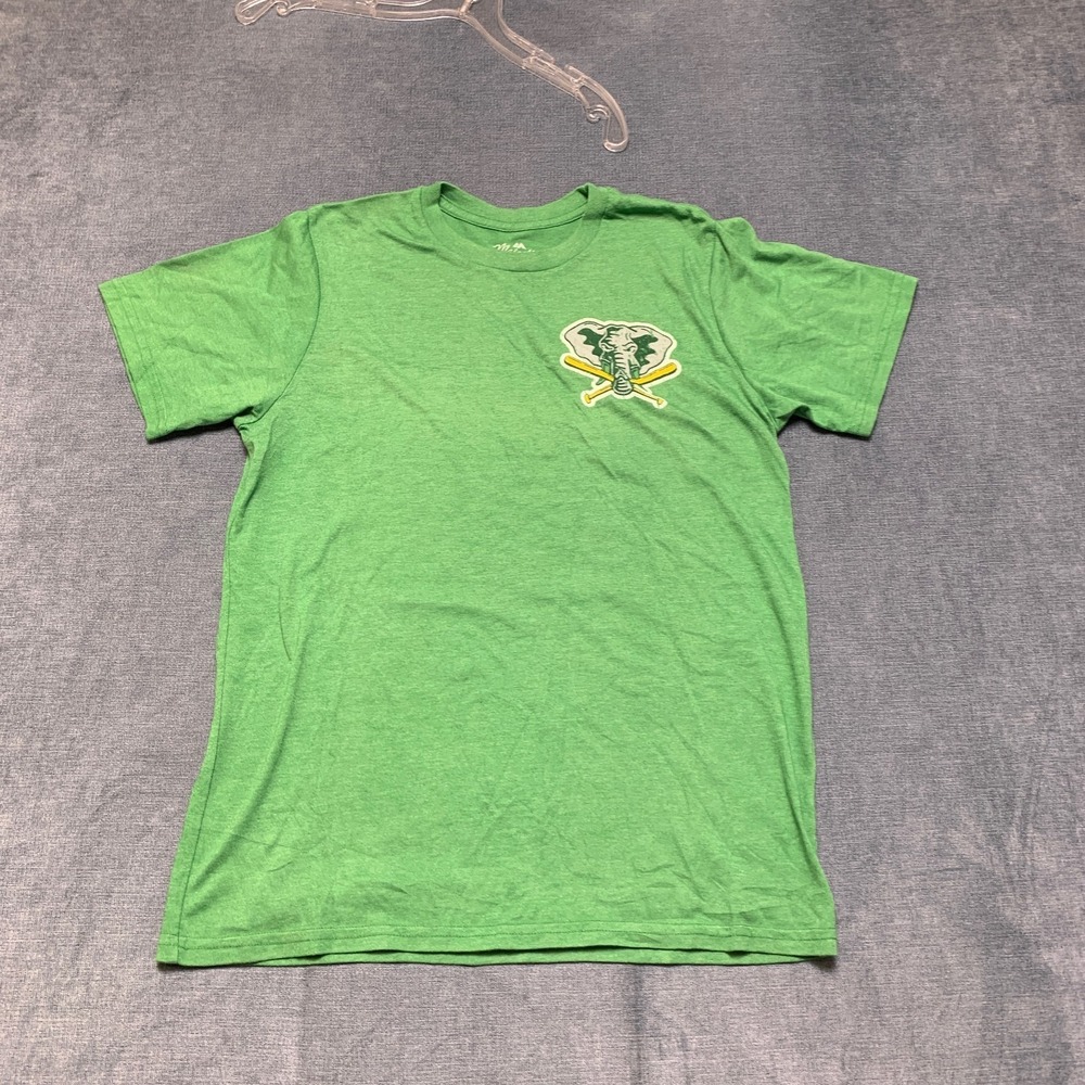 Majestic Threads Oakland Athletics T-Shirt Mens M Green Throwback Logo Pullover